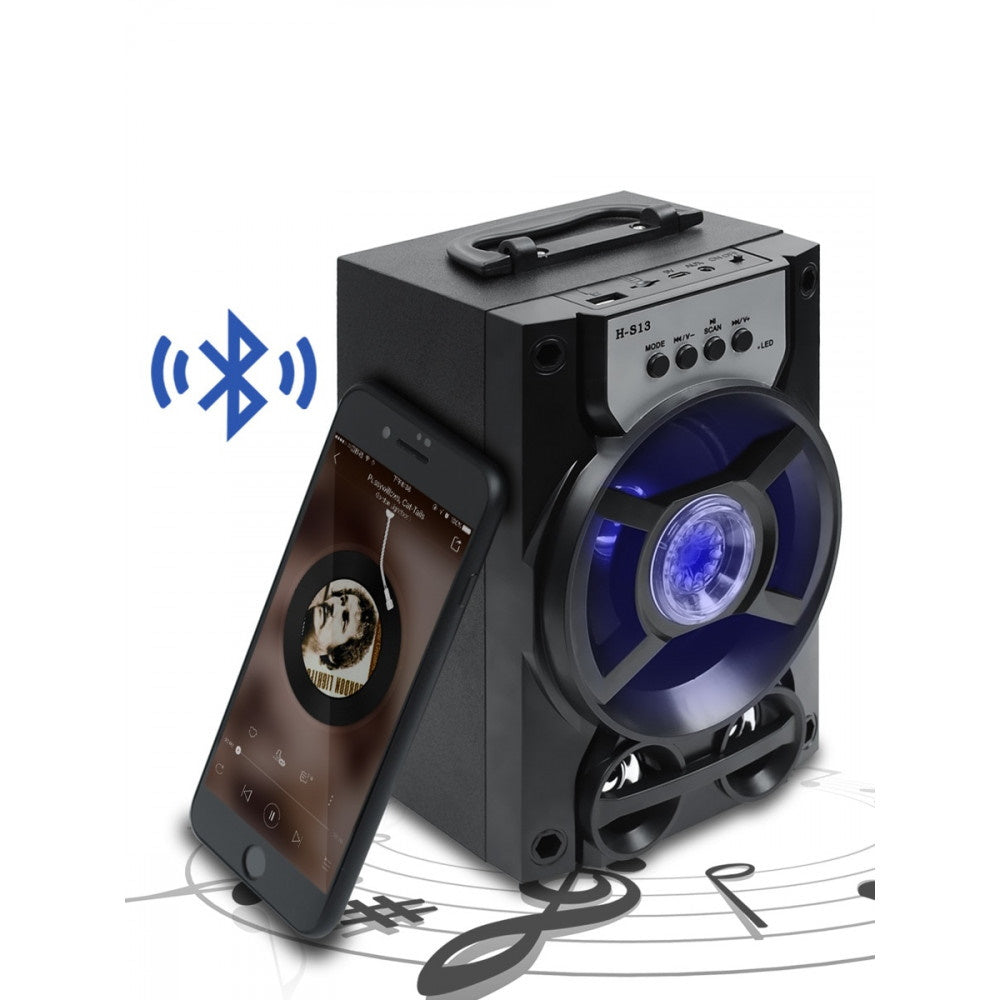 Hordozható Bluetooth hangszóró, FM rádió, 1200 mAh akkumulátorral